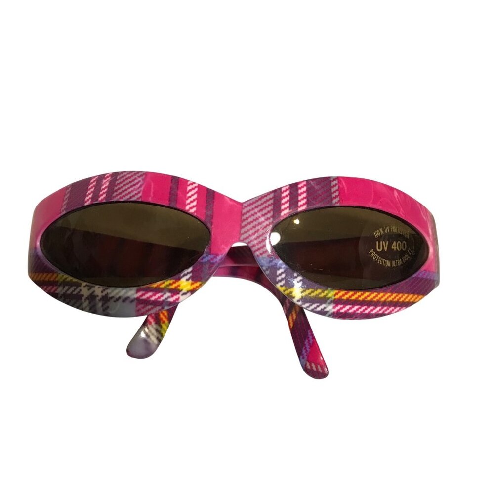 Colorful Plaid Sunglasses With UV400 Protection For Women